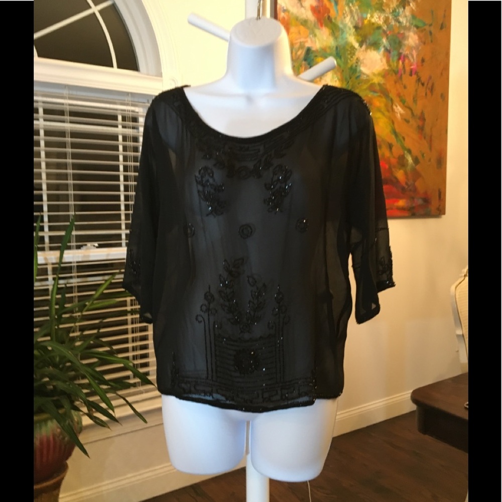 Vintage Sheer Beaded silk evening top
